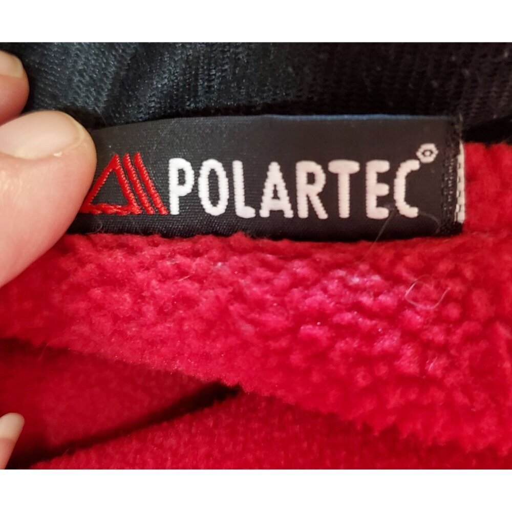 Vtg LL Bean Polartec Wind Pro Fleece Jacket USA Made Red & Black Full Zip Mens L - Picture 15 of 16